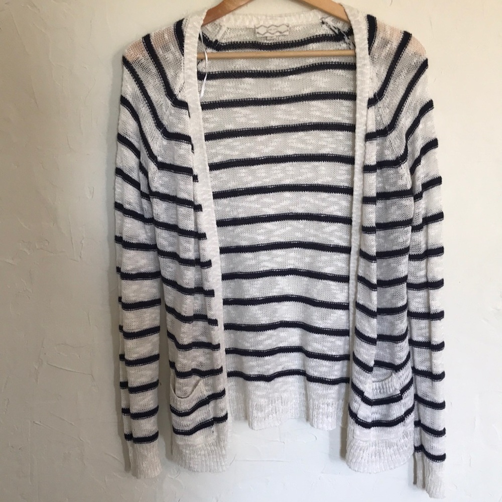 Light cardigan with navy and white stripes